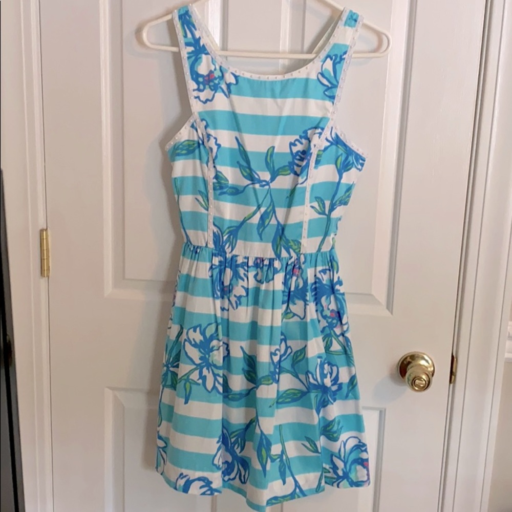 Lilly Pulitzer blue and white striped/floral dress